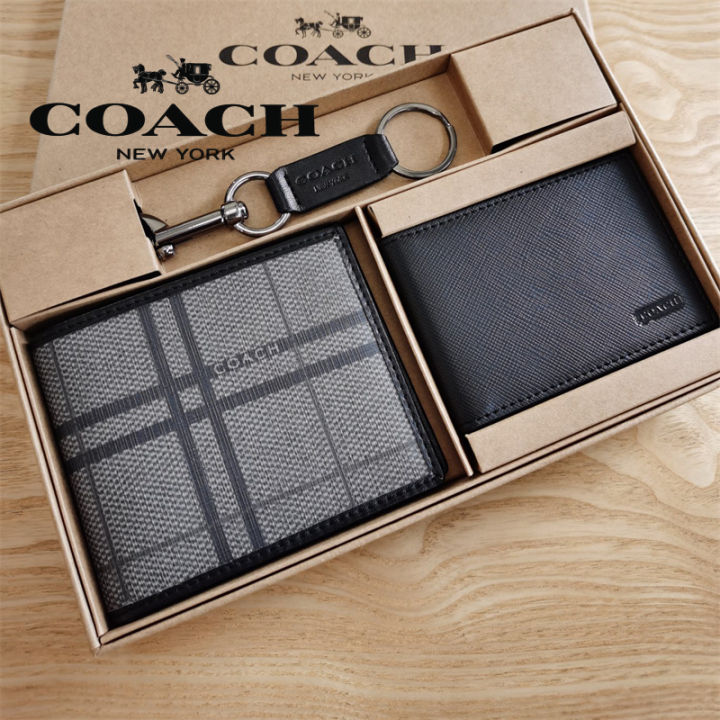 Coach official store original authentic Men wallets F74699 Plaid