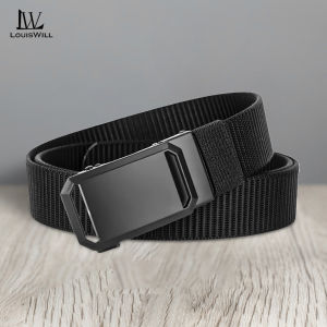 LouisWill Men Belt Outdoor Nylon Belt Automatic Buckle Belt Simple Fashion Belt Men’s Waist Belts Casual Business Belt Jeans Belt Nice Waistband Nylon for Men
