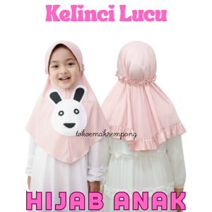 Kerudung Anak Perempuan Usia 3 4 5 6 Tahun Gambar Kelinci Jilbab Instan Hijab Anak Tk Paud