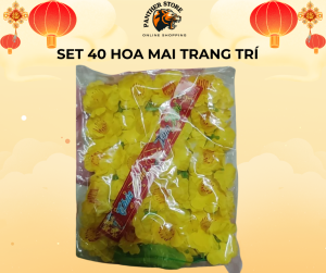 Bịch 40 hoa mai hoa đào giả rời kèm lá kẽm cột