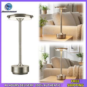 Winnereco Contemporary Metal Table Lamp with Dimmable Feature and Rechargeable Power for Bedroom and Outdoor Use