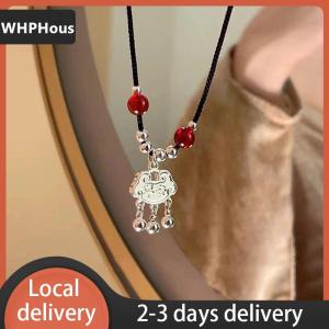 [COD] WHPHous Ship within 24 hours Chinese Style Fashion Retro Braided Rope Necklace Butterfly Flower Moon Safety Lock Pendant Necklace For Women Vintage Jewelry