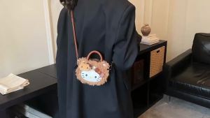 Cute face kt CatHandbag New Plush Childrens Bag Cute Leopard Print Baby Girl Crossbody Bag Handbag
