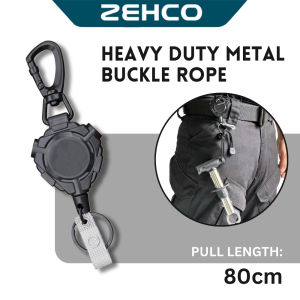 1pcs Heavy Duty Retractable Carabiner Wire Steel Buckle ID Pass Card Keychain Carabiner