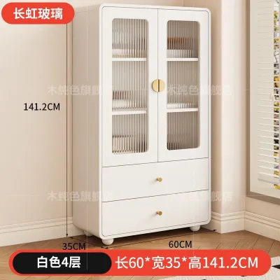 Solid wood bookshelf household glass door dust-proof living room display cabinet combination storage bookshelf