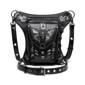 s new womens bag European and American punk chain bag skull motorcycle style womens shoulder bag crossbody bag waist bag for men