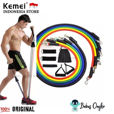 Power Resistance Band 11 Pcs Home Set Tali Tarik Karet Gym Yoga Fitness Alat Olahraga Chest Expander