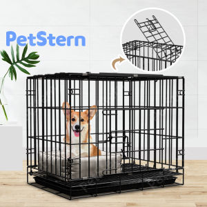 PetStern กรงสัตว์เลี้ยง 🔥 กรงแมว กรงสูง กรงสูงสุนัข กรงกระต่าย กรงหมาพับได้ กรงสูงพับได้ สามารถเปิดได้ฝาบน มีถาด สีดำ ขนาด 60*42*50 CM