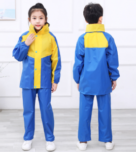 Kids Waterproof Suit Hooded Raincoat Jacket and Trousers Set Puddle Suit with Zip for Boys Girls 8-14 Years