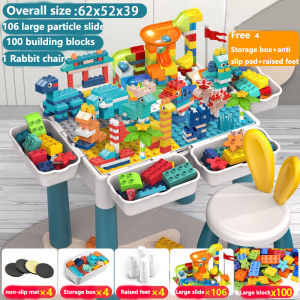 Complete Set Kids Multi Function Building Blocks Table Learning Desk Space Sand Activity Brick Toys Birthday gift Meja Mainan Kanak积木桌