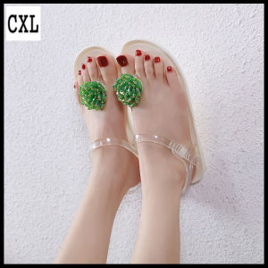 CXL Thương Hiệu La Mã Phong Cách Boho Mùa Hè Bãi Biển Thạch Dép Xăng Đan Đế Bằng Clip Hoa Ngọc Trai Đẹp Inlay Giày Trắng Đen Cho Nữ (Cỡ 35-40)