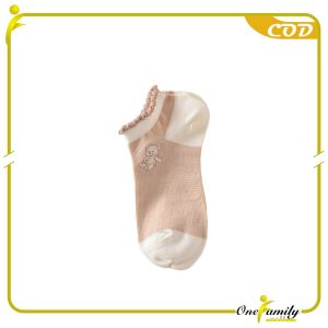 ONE-P597 Kaos Kaki Wanita Motif Bear Pendek Semata Kaki / Kaus Kaki Pendek Modis Girls Socks Mini Bear Import Fashion