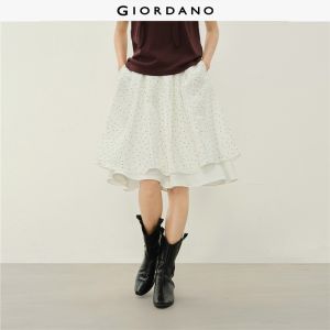 Giordano Women Polka dot double layer a-line knee length skirt Free Shipping 18466904