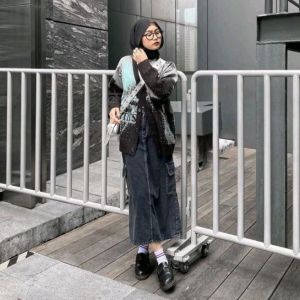 Rok Jeans Cargo Wanita Korean Style