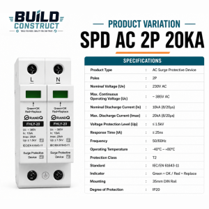 SPD Surge Protective Device AC DC 385V 500V 600V 1000V 2P 20KA 40KA 60KA Solar PV Lightning Arrester Surge Protector