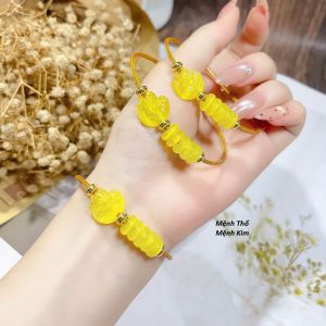 Vòng tay đá phong thuỷ mix ngũ điếu và hồ ly chất liệu bằng đá mắt mèo VT018