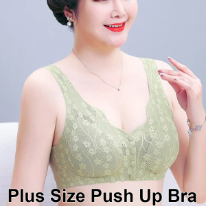Front Closure Bra For Women Push Up Anti Sagging Support Bra Seamless Wireless Comfort Lace Front Button Underwear