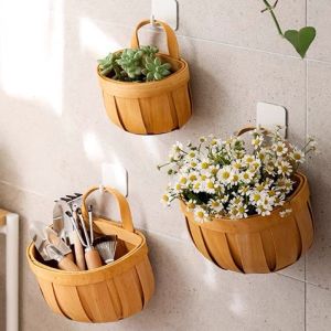 【SunnySpace】ตะกร้าแขวนผนัง ตะกร้าเก็บของ แฮนด์เมด ตะกร้าเก็บหัวหอม กระเทียม ขิง ดอกไม้ สําหรับห้องครัว
