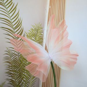 MAELIN 50cm Artificial Butterfly Giant Gauze Outdoor Fake Butterfly Wedding Party Decoration 3D Silk Yarn Butterfly