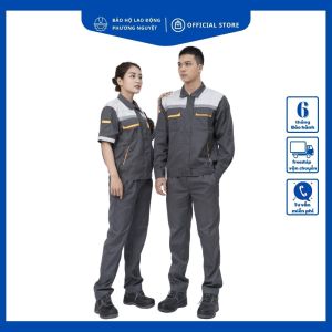 Quần áo bảo hộ lao động kỹ sư  công nhân ghi phối vàng vải Pangrim Hàn Quốc mềm mát thấm hút mồ hôi không bai không xù  không dão