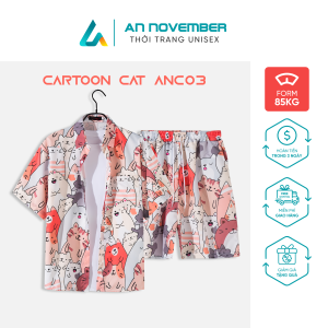Bộ quần áo đi biển hoạt hình mèo con