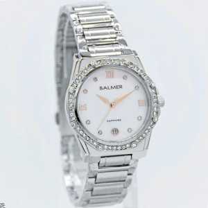 Jam tangan Wanita Balmer 8132 tali rantai  stainless tanggal aktif analog original