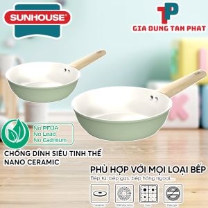 Chảo phủ sứ Nano đáy từ Sunhouse Healthy SHG20MT1 SHG24MT1 SHG26MT1 dùng với mọi loại bếp