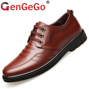 Brand GenGeGo （ 3 Days Delivered COD） Leather Shoes For Men Casual Business Lace-up Low-top Round Toe Shoes