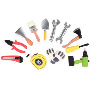 YUDESHUI 14PCS Mẫu hỗn hợp Công cụ sửa chữa nhà búp bê Mulitoclor Nhựa Mô hình cảnh búp bê mini Tuốc nơ vít búa cờ lê Kìm mô phỏng thu nhỏ Nhà búp bê