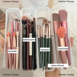 [COD] Fashion Change Makeup Brush Organizer Transparent With Cover Eyebrow Pencil Boxes Portable Women Cosmetic Storage Organizer Makeup Tools