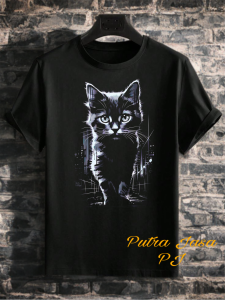 Kaos Pria dan Wanita Cotton Combet 24s semi raster Motif Kucing keren dan kekinian