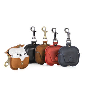 CONTACTS Cowhide Leather Cover For Apple Airpods 3 2021 Leather Case With Hook Bluetooth Wireless Funda Charging Box Airpod Accessories