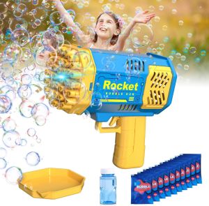 💥TIKTOK💥 Popular Stall Toy 40-Hole Gatling Light Bubble Machine Childrens Gift Angel Bubble Machine Gun