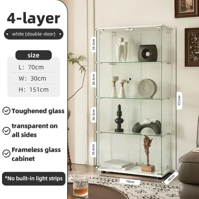 Walnut Color Single Door Slim Transparent Glass Display Cabinet Living Room Cabinet Popmart Storage Cabinet