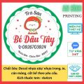 Tem nhãn, sticker, logo... chất liệu: decal nhựa chống nước KT 4cm, thiết kế, cắt, bế theo yêu cầu, nhanh - rẻ - đẹp – Xuong in An Binh. 