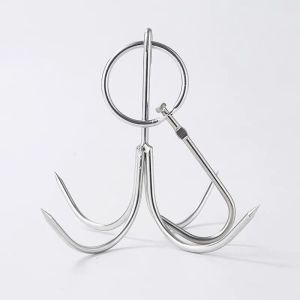 1Pc Four-Hook Meat Hook Stainless Steel Meat Hanging Hook Butcher Hook Pork Hook With Pointed Tip