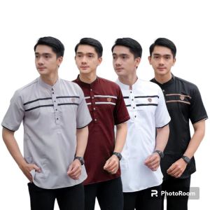 Paket 4 Baju Koko Pendek Dewasa Pria Muslim Model Terbaru - Harga 100 Ribu Variasi Garis Dada Full Katun