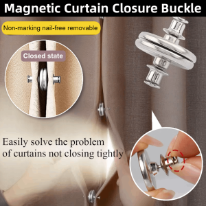 Magnetic Curtain Closure Buckle with Nail-Free Straps Prevent Light Curtain Clips Fixing Holders Window Screen Close Magnet Button