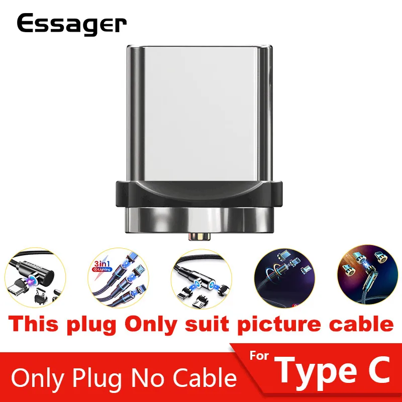 Essager Magnetic Round 360° Plug No cable - Micro USB Plug / Type C Plug / Iphone Plug ( Only Plug )