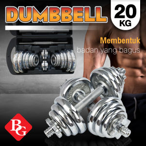 BGSPORT DUMBELL CHROME SET / BARBEL CHROME SET 20 KG