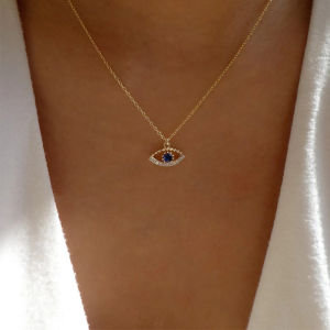Gorich Necklace Women Diamonds Angel Eyes Pendant Devils Eye Relief Headache Sapphire Necklace