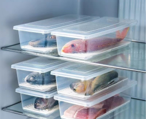 ห้องครัว ตู้เย็น แช่แข็ง สี่เหลี่ยมผืนผ้า อาหาร ชุดกล่องใส พร้อมฝาปิด โปร่งใส ระบายน้ำ กล่องเก็บของ กล่องเก็บของ