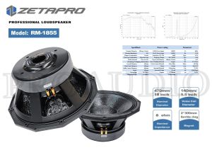 Speaker Komponen 18 Inch ZETAPRO RM 1855 | RM1855 Spiker RM-1855 Double Magnet 3600W Original