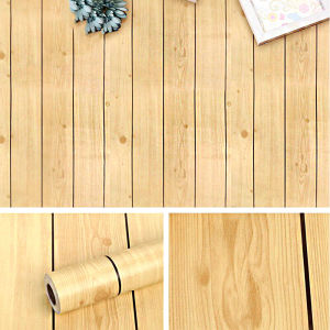 yellow wood design 10meters by 45cm waterproof self adhesive wallpaper sticker for bedroom bath room living room wall paper wall decor sticker wall paper for wall