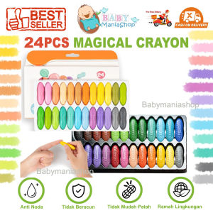 Magical Crayon 12pcs 24pcs Crayons Set Bayi Anak Peanut Yplus UK Pastel Bright Terang Mudah Dihapus Tidak Mengotori Tangan Peanut Yplus UK Babymaniashop