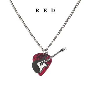A Vintage Guitar Pick and Guitar Mens Pendant Necklace Punk Rock Metal Accessory Suitable for Both Men and Women