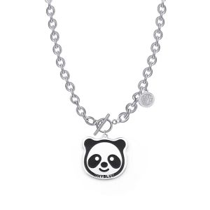 สร้อยคอโซ่หมีแพนด้าน่ารักสไตล์ฮิปฮอปเท่เก๋สไตล์เกาหลีงานสแตนเลสไม่ลอก ไม่ดำ