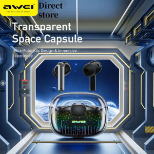 Awei T52 Pro ANC Bluethooth Earphone with Colorful Breathing Lamp Noice Cancellation ENC Earphones Bluetooth HIFI Stereo Wireless Earbuds with Mic IPX6 Waterproof Gaming Earbuds with 300mAh Charge Box ﻿