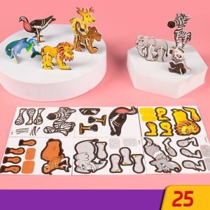 Combo 25 đồ chơi ghép hình xốp giấy 3d khủng long xe tăng động vật côn trùng