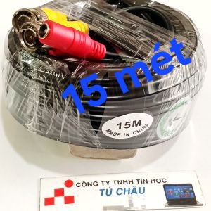 Cáp Camera dài 15m (Cáp camera đầu BNC và đầu nguồn đúc sẳn)